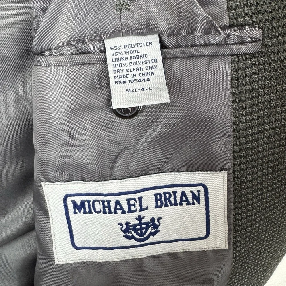 Michael‎ Brian Blazer Men's 42L Gray Sport Coat 2 Button